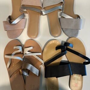 Stylish Women's Sandals - Black, Silver, Tan